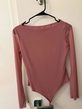 Women's Long Sleeve Scoop Back Bodysuit - Dusty Rose